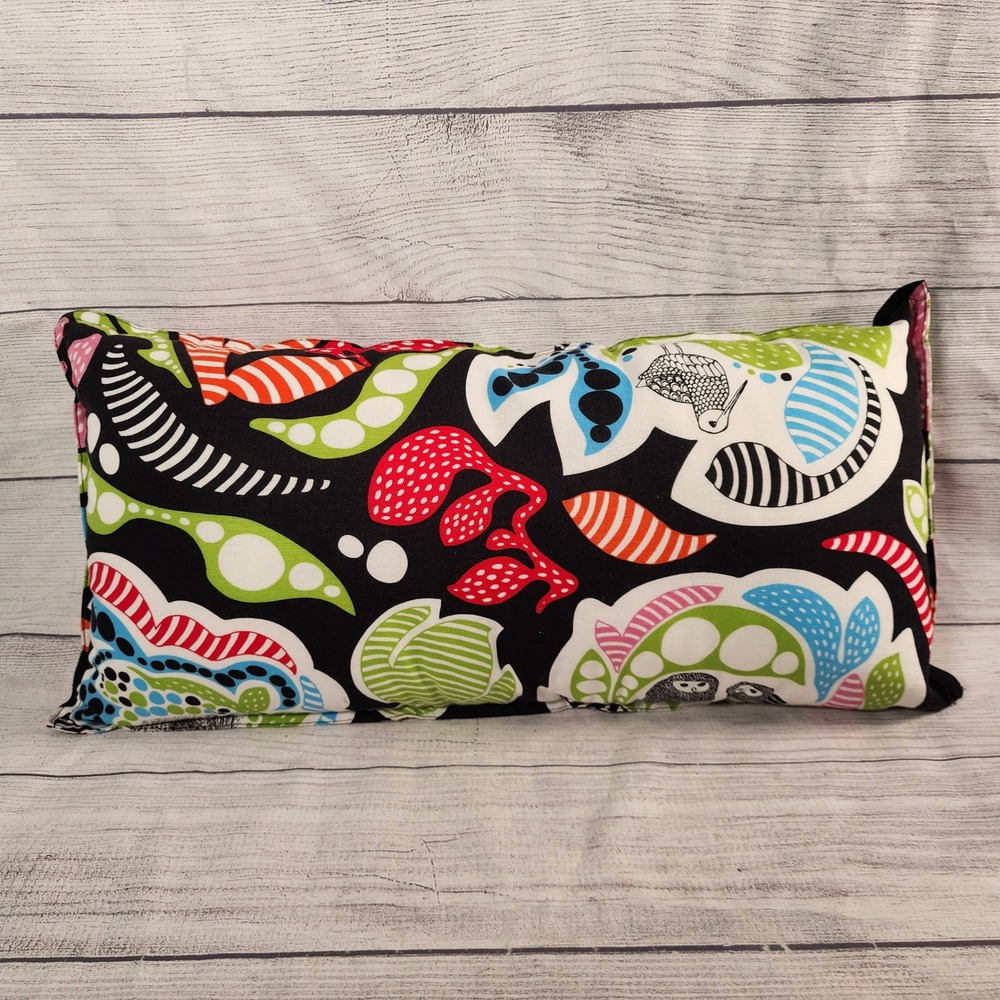 Vintage IKEA Throw Pillow Owl Hedgehog Mushroom Black Multicolor Retro